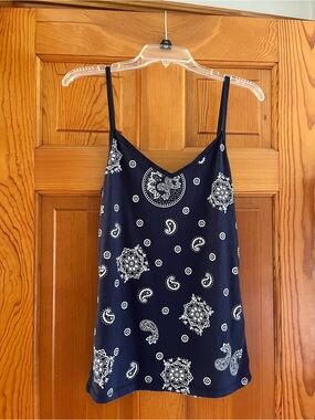 Old Navy Navy Paisley Print Spaghetti Strap Camisole
